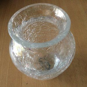 Marks and spencer small glass vase crackle glass